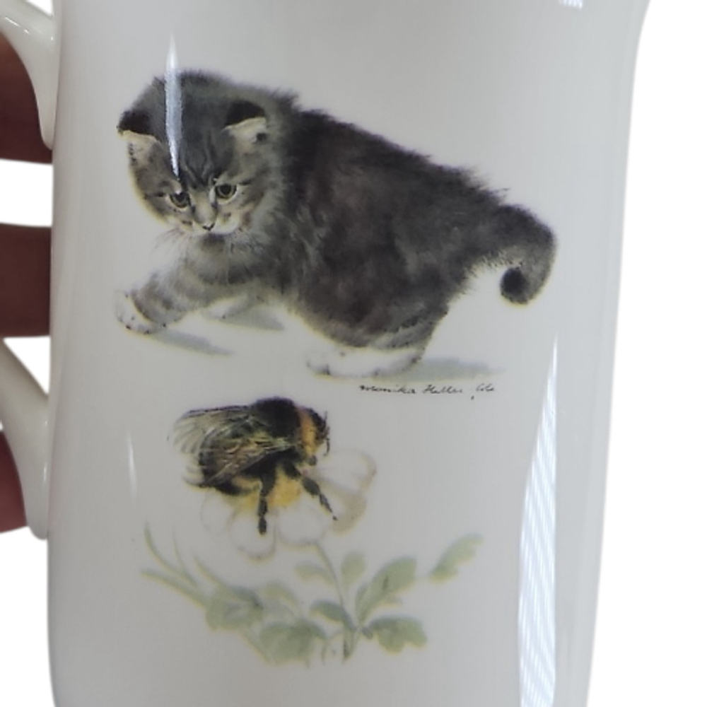 Windsor Fine Bone China Cat Mugs Set 2 England Kitty Coffee Tea Cups Gift - Picture 4 of 9